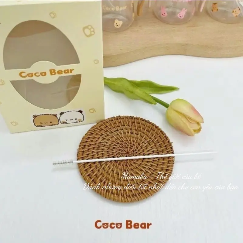 ( Tặng Cọ Ống Hút ) Bình Tập Hút Tập Uống Cầm Tay CocoBear Ống Hút Silicone Mềm Mại Chống Sặc, Dung Tích 180ml/ 240ml Cho Bé Mamabu 8