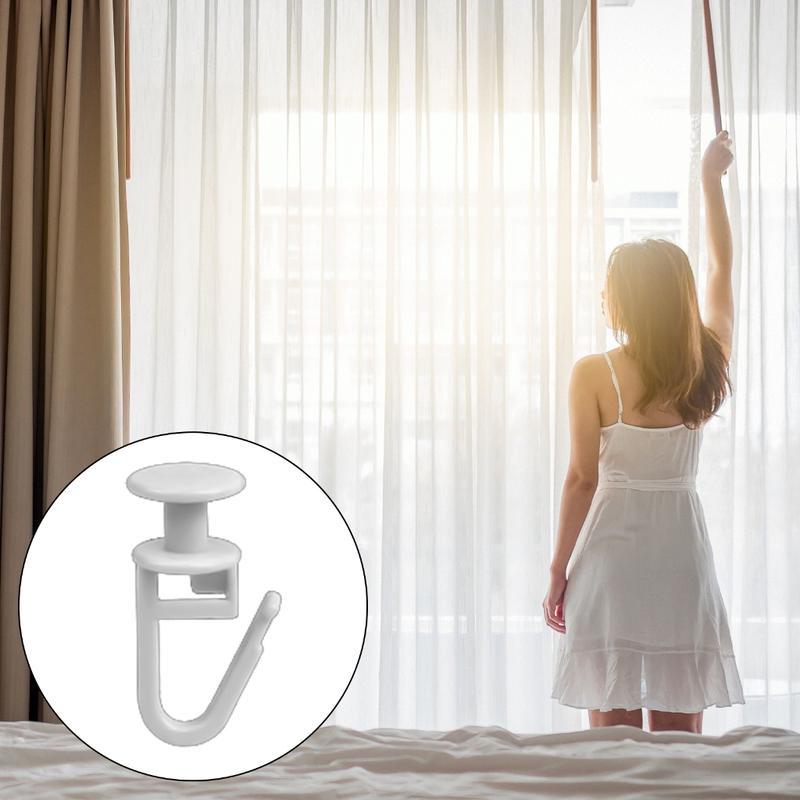 Product Introduction of Curtain Track Hook Curtain Rails Ceiling Gliders Set 100Pcs Lockable Folding Hanging Hook and 6Pcs Drape Rails Stoppers 43