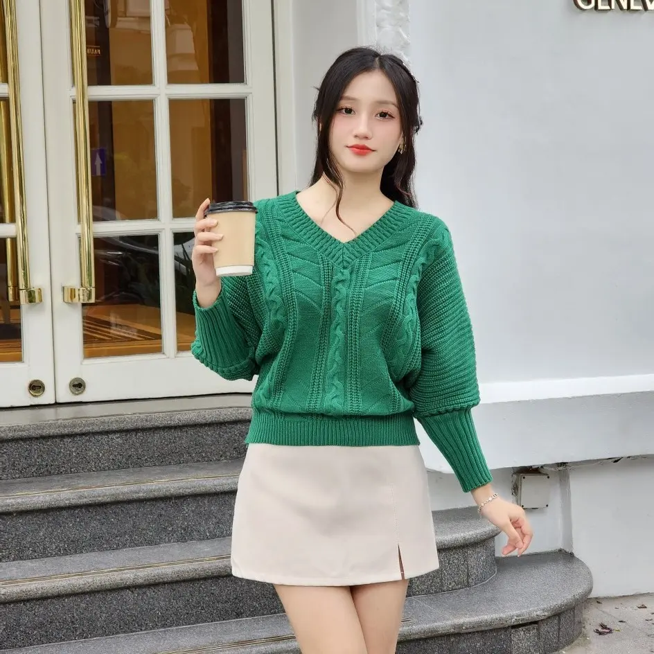 Áo Len Nữ Cánh Dơi Che Khuyết Điểm Tinh Tế, Không Bai Xù Kem Nhung Women Dài Tay - Trắng - Voi, Top Tim