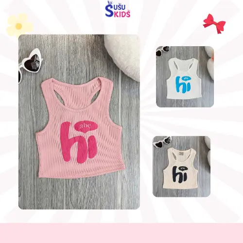 Áo Thun Croptop Bé Gái SuSu Kids,Combo 4 Áo Ba Lỗ Sát Nách Cho Bé Gái