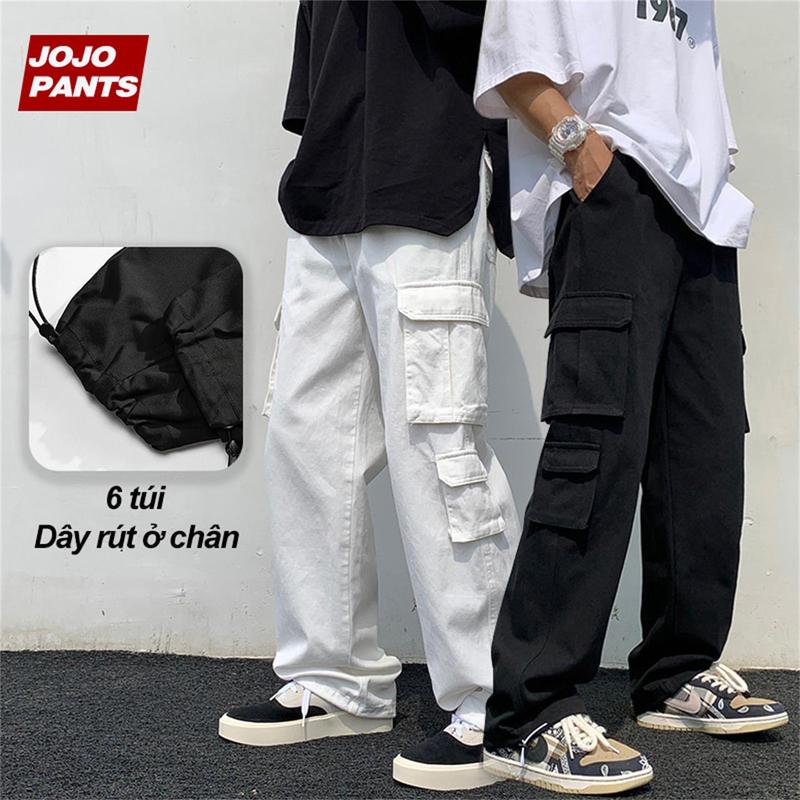 Quần Túi Hộp Nam Thời Trang Hiphop Quần Ống Rộng Màu Trơn Quần nam mùa hè Trắng Quần Cargo pants Unisex Phối Nhiều Túi Phong Cách Hàn Quốc Menswear
