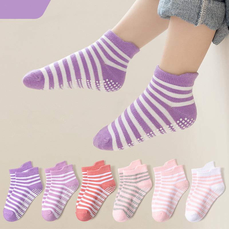 6 Pairs 0-5 Years Old Non-Slip Kids Socks with Grip Little Girls Boys Ankle Socks Infants Toddlers Children Floor Socks 2