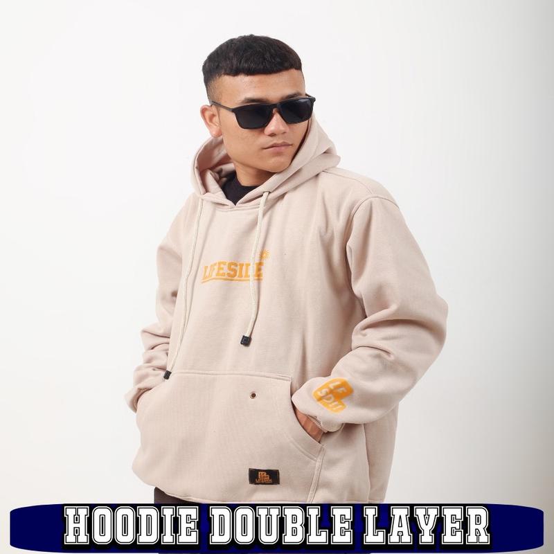 LIFESIDE- Hoodie Jumper Everyday Pria Wanita L XL XXL Beige 3