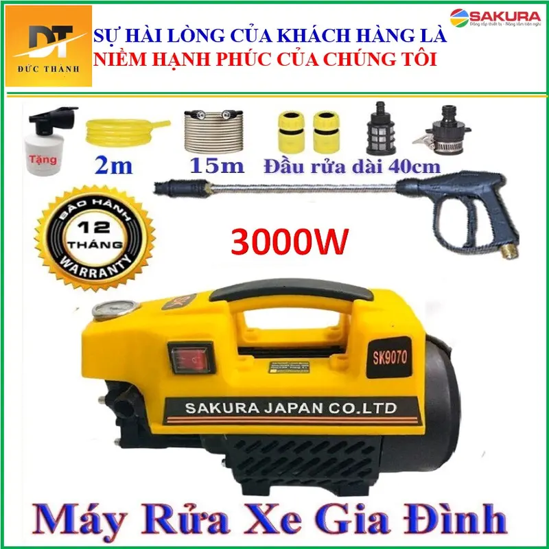 máy rửa xe Sakura công xuất 3500 w lõi đông dây dai 15 m