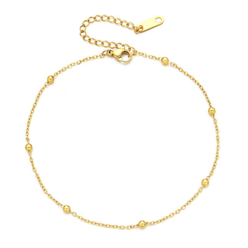 Lắc chân titan nữ dây xích bi màu trắng màu vàng sáng bóng sang trọng không đen gỉ hjhjshoptrangsuc