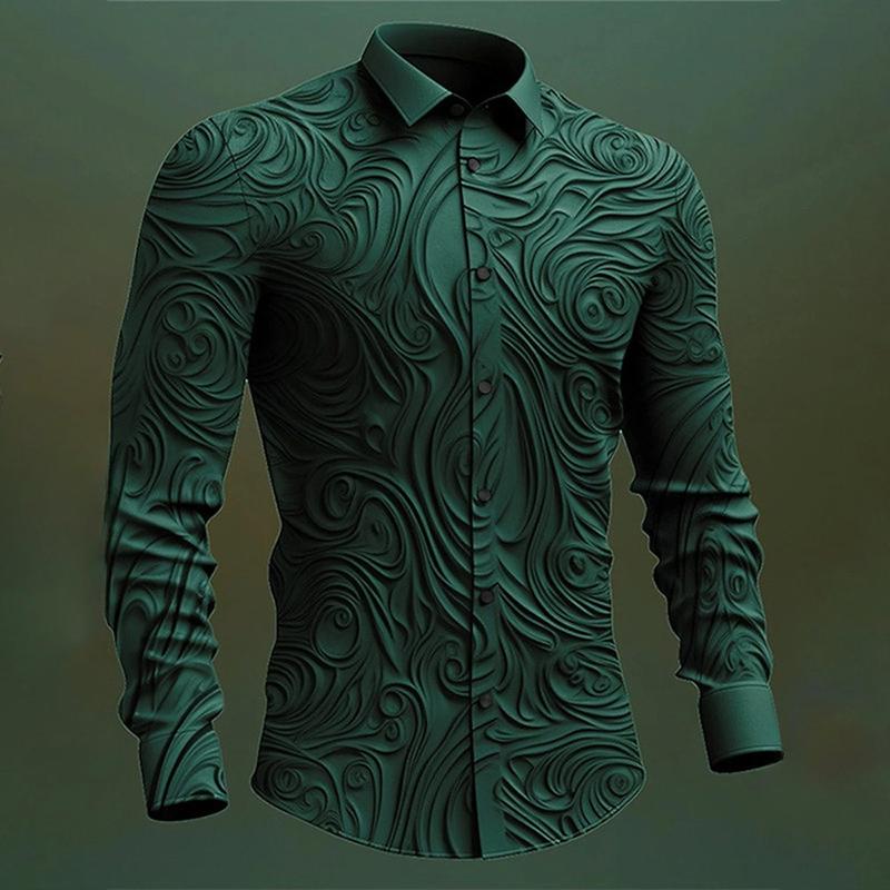 Product Introduction of Áo Sơ Mi Cài Nút Cho Nam, In Hoa Hồng, Thanh Lịch Và Thường Ngày Công Sở, Thích Hợp Cho Mùa Xuân / Mùa Hè, Ngoại Cỡ, Dài Tay, Thích Hợp Để Đi Làm Và Đi Nghỉ Mát, Áo Sơ Mi Menswear Cổ Tròn 3