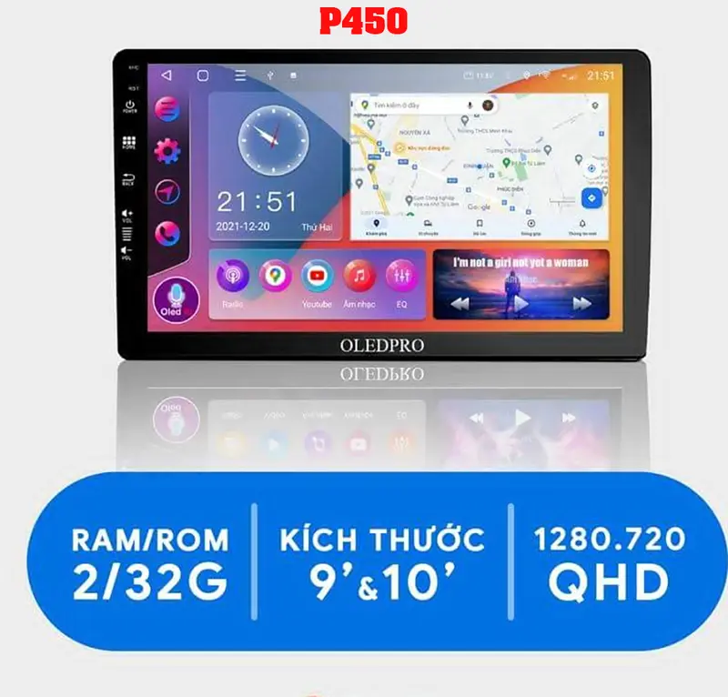 Màn hình Oled  P450 chip 8x ,màn hình Android Ô Tô, Android 9 In ,màn hình Ô Tô chạy Sim 4G 0
