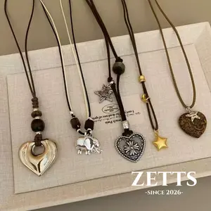 [Zetts] Kalung wanita vintage liontin hati coklat karamel unik detail halus serbaguna B199