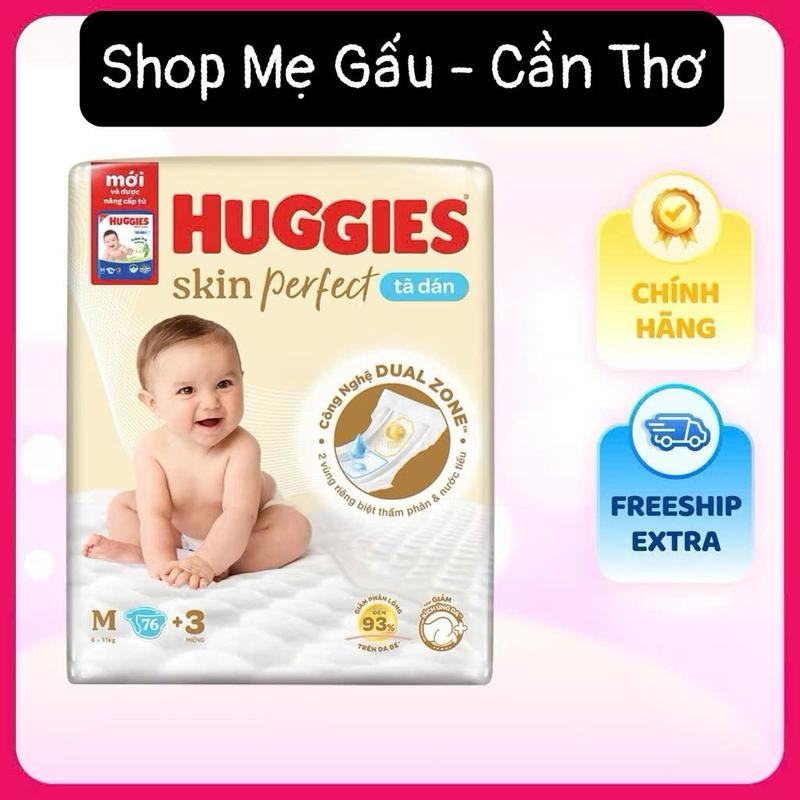 Tã Dán Huggies M76+3 Skin Perfect . Mẩu mới . Women Bỉm Quần Voi Cho Bé Kem