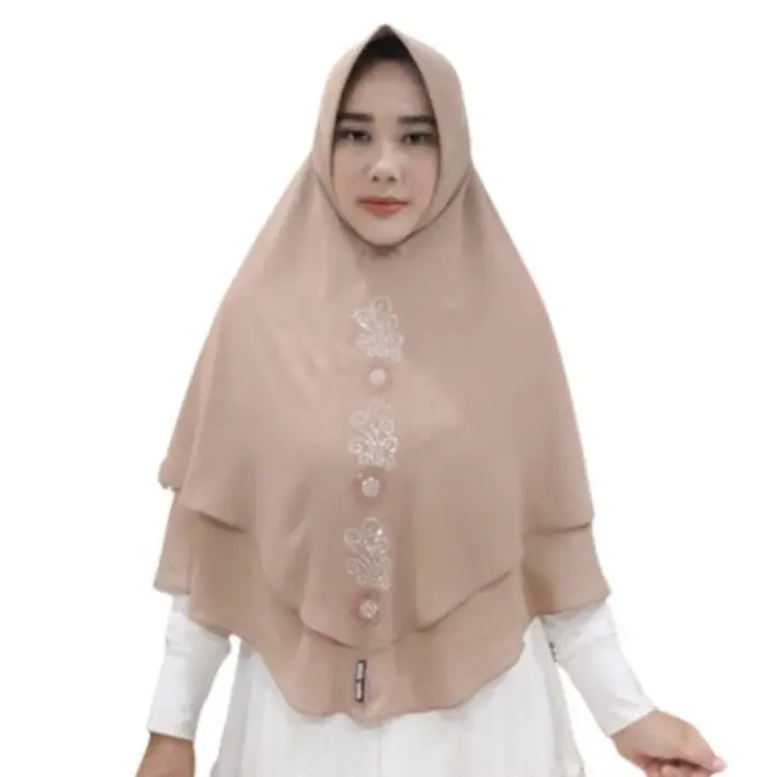 hijab khimar syar'i jumbo 2 layer ceruty babydoll bunga Kerudung Syari Muslim Instan Wanita Ceruti khimar tarim