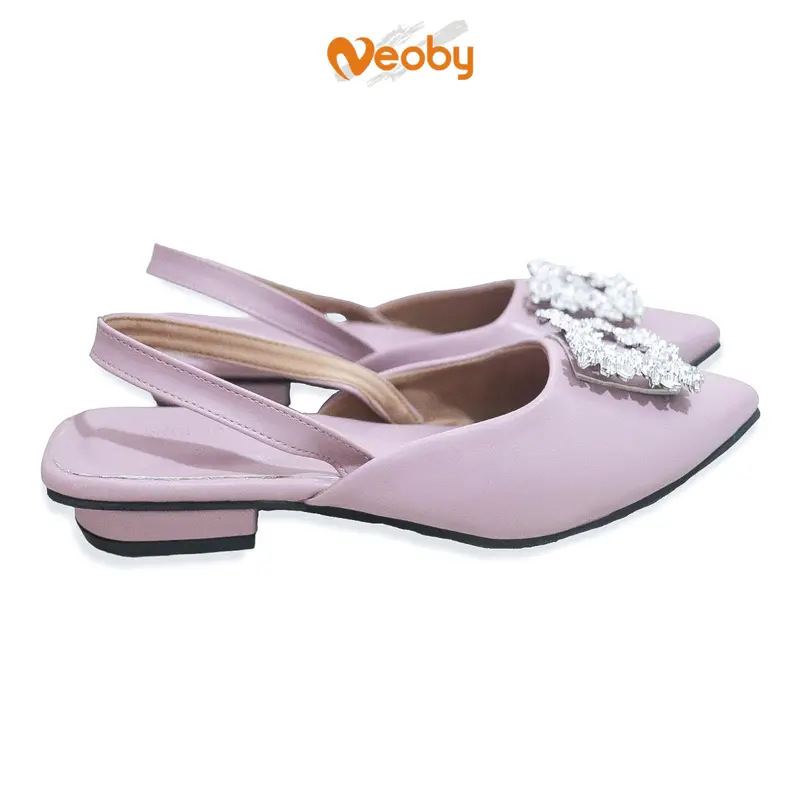 Neoby - MEGAN slip on mules wanita sendal cewek selop flatshoes kerja kantoran kuliah casual heels mewah  Hak Pendek (1-3 cm) 5