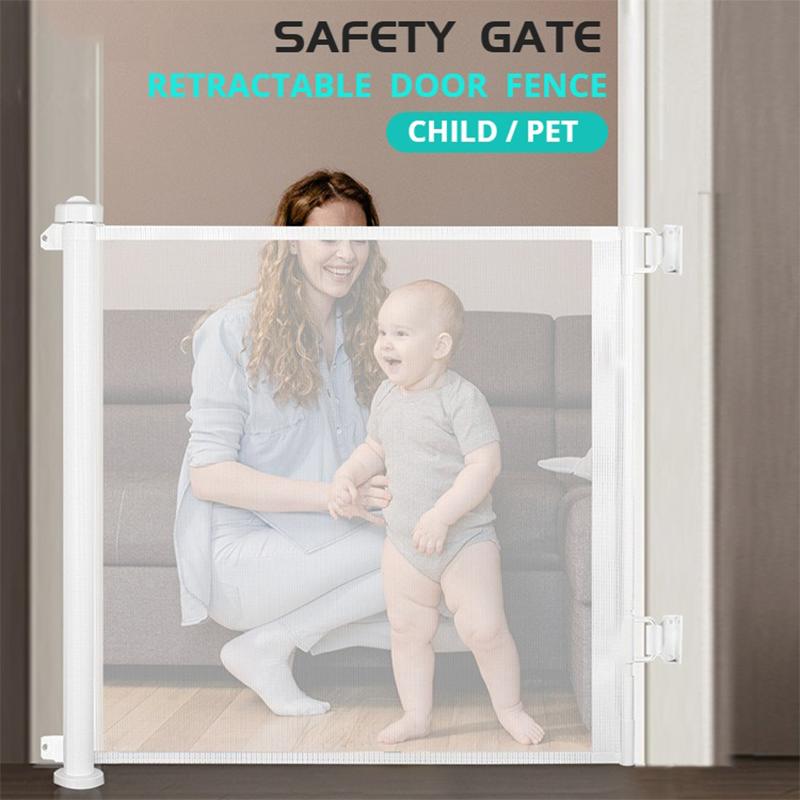Product Introduction of SG No Drill Retractable Baby Safety Gate with Lock / Universal Adjustable Width Pets Gate 0