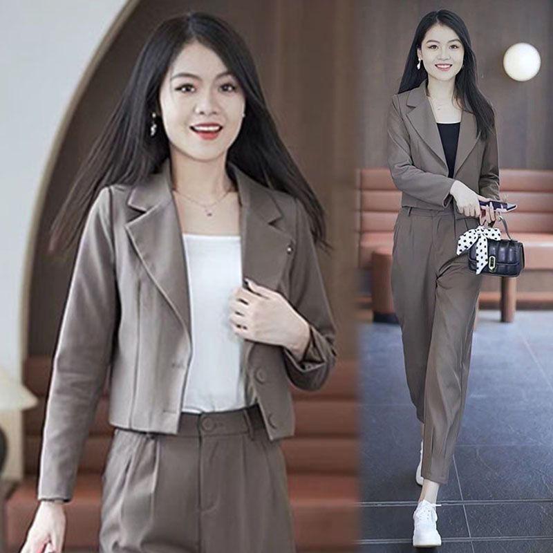 Product Introduction of Đơn / Bộ Đồ Phong Cách Phương Tây Bộ Đồ Lô Hàng Ngắn Phù Hợp Với Phụ Nữ Thời Trang Nhỏ Mới Bộ Đồ Nhỏ Quần Harem Bộ Hai Mảnh Women Áo 10