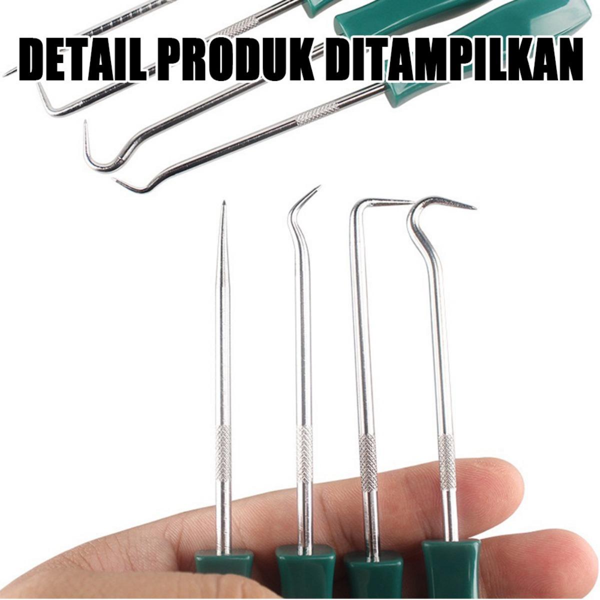 4PCS Set Alat Kait Presisi, Tool Kit Bengkel Multifungsi untuk Bongkar Seal Ring, Crank Spacer, O-Ring Puller, Karet Gasket Remover - Perangkat Servis Mobil, Motor, Sepeda & Suku Cadang Mekanik