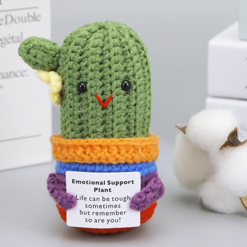 Product Introduction of Crochet Cactus Design Ornament, 1 Count Emotional Support Plant Themed Decoration, Creative Positive Home Decor for Living Room Bedroom Office 2