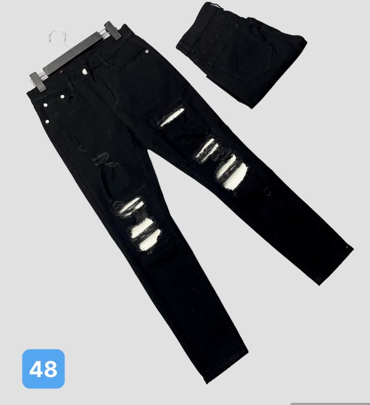 Quần jean nam [ FREESHIP ] 09 Quần bò nam màu đen rách - Quần dài nam chất jean co giãn phong cách thời trang vá da đen có lớp lót Menswear Pants Có Túi 2