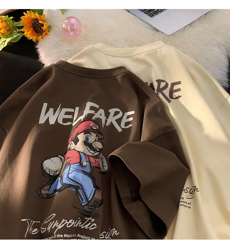 Product Introduction of Short sleeved T-shirt Women's Funny Cartoon Print Couple Summer New Round Neck Loose Men's and Women's Top 13