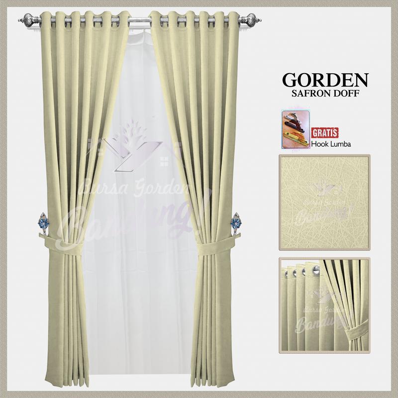 Gorden Jendela Minimalis Blackout Import Hordeng Pintu Aesthetic Tirai Pembatas Ruang Tamu Gordyn Smokring Safron 4