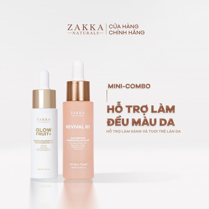 [MINICOMBO] Bộ Đôi Zakka Naturals Tinh Chất Vitamin C GlowFruit+ 20ml và Serum Revival B3 15ml Hỗ Trợ Làm Đều Màu Và Sáng Da