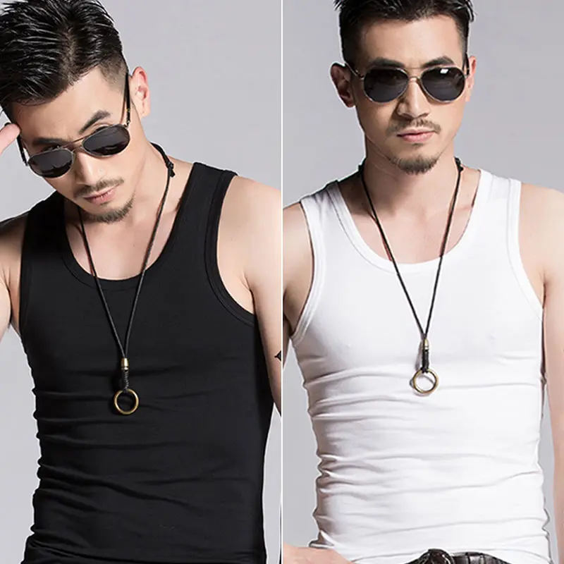 Áo Vest Nam, Áo Phông Trơn Bộ 2 Món, Cơ Sở Mùa Hè Hợp Xu hướng Áo Mỏng Dáng Ôm Thể Dục, Thích Hợp Cho Thể Thao 6
