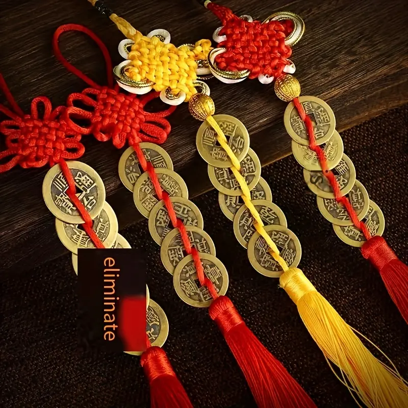 2 Traditional Chinese Five Emperors Money To Win The Wealth And Wealth Ornaments, Metal Feng Shui Amulets, Symbolizing Wealth And Prosperity, Gourd Design, Door Protection Amulets, No Power Supply Required, No Feathers 4