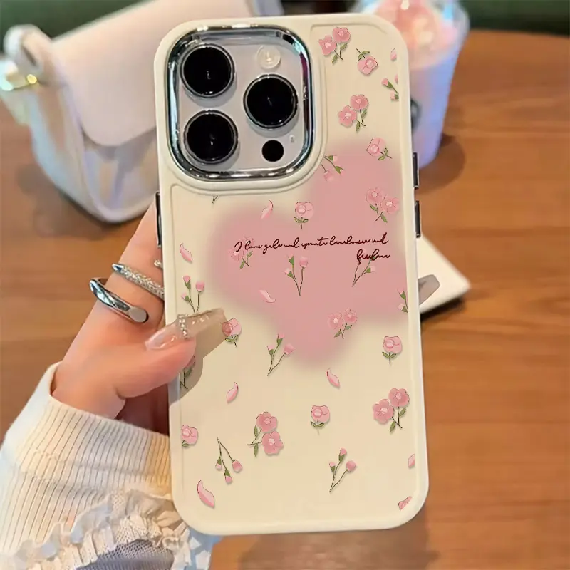 Ốp Mềm Silicon, Thiết Kế Thẩm Mỹ, Tương Thích Cho iPhone 7, 8 Plus, 12, 14, 15, 13, 11, Pro Max, Plus, XR, X, XS MAX, SE2020, Bảo Vệ Camera, Chống Sốc, Màu Hồng Và Đào Hoa Tươi Mới 5