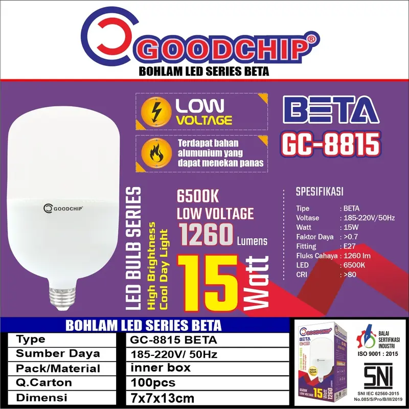 Bohlam Jumbo LED Goodchip Series Beta Lampu Bulb Kapsul Tabung 5