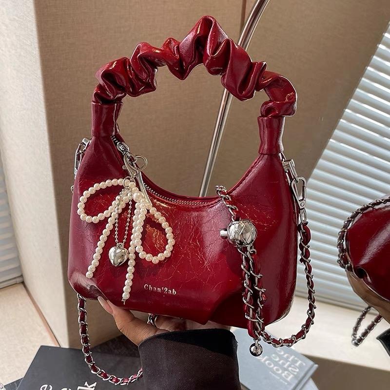 Túi Xách Nữ Đeo Chéo Túi Cầm Tay Quai Rúm Phối Nơ Ngọc Thời Trang HTStore Bag Da