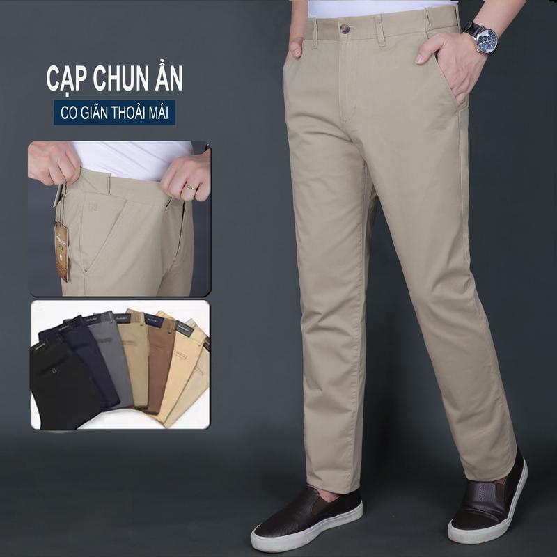 Quần kaki nam ZENTOMAN co giãn nhẹ, cạp chun ẩn, ống suông dáng Hàn mềm mịn, ít nhăn nhiều màu Menswear Ong