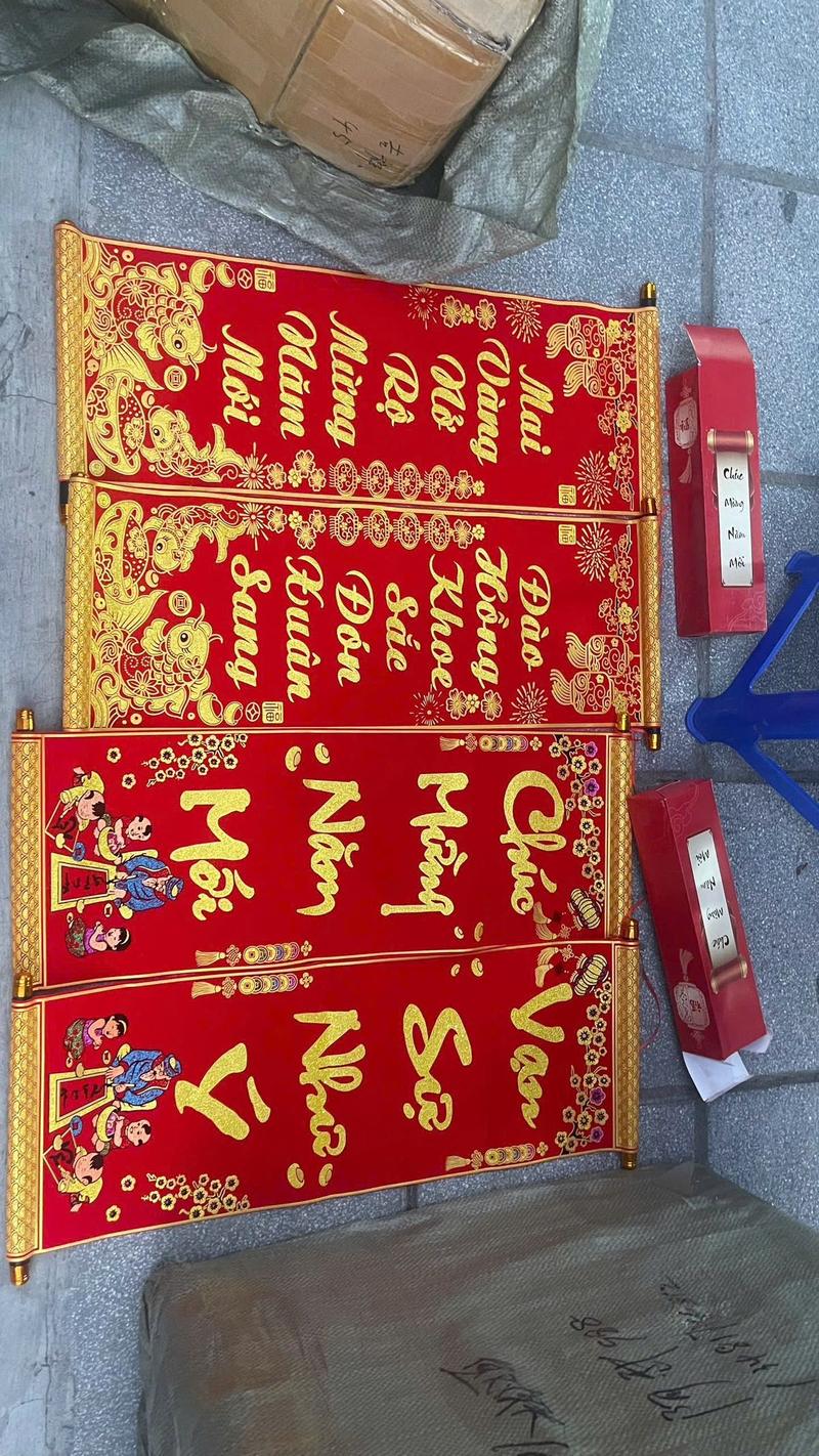 Product Introduction of Cặp Liễn Câu Đối - Size To - Vạn Sự - Mai Đào - Thành Công... Quạt - Mẫu đẹp  Nhung Chúc Kèm 2 Móc Treo Trang Trí Nhà 10