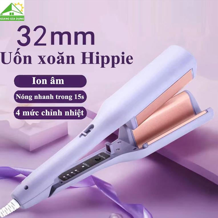 Máy Uốn Tóc Xoăn Sóng Nước Hippie 32mm Chất Liệu Ceramic Cao Cấp, Máy Làm Xoăn Sóng Nước Chỉnh Nhiệt má yu 2