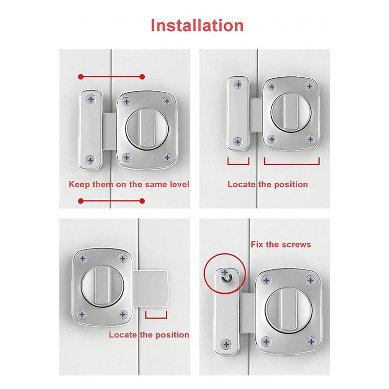 Rotating Push-type Door Lock, Multipurpose Stainless Steel Door Lock, Thickened Door Lock Buckles for Home, Office, Hotel, Apartment 5