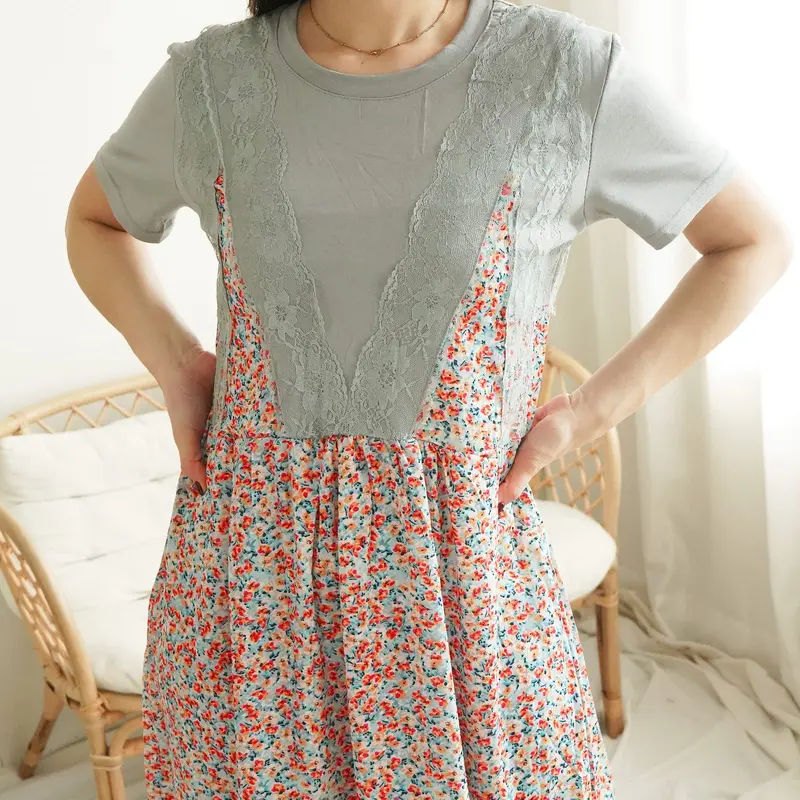 [Basica Moda] 18440 Gaun Dress Midi Wanita Melicia Casual Floral 6