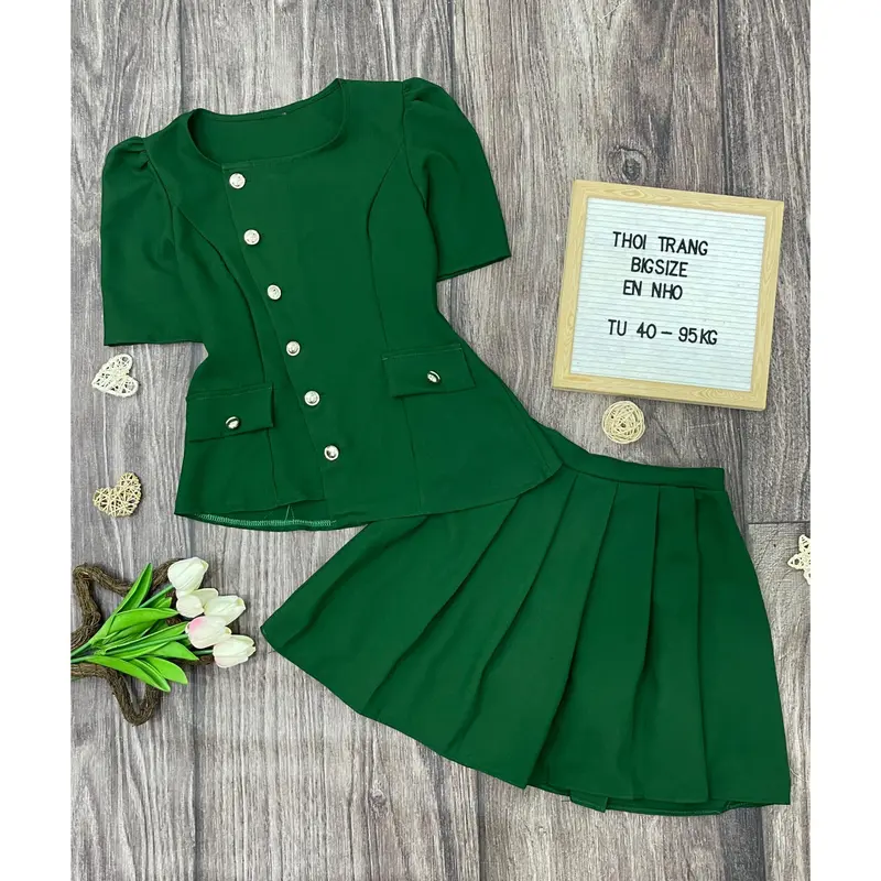 Thời Trang Bigsize HCM - Set Áo và Chân Váy Bigsize Nữ Vải Lụa Chéo Cao Cấp Thiết Kế Đi Dự Tiệc Xinh Đẹp 40-95kg 2178 Nhung Voi Nho Nâu 8