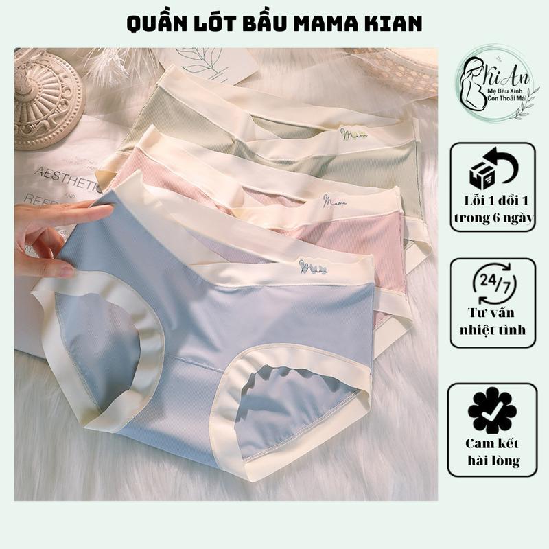 Quần lót bầu cạp chéo MAMA KIAN chất thun lạnh cao cấp quần chip bà bầu chất tăm thoáng mát siêu co giãn quần bầu nâng đỡ bụng bầu ôm trọn tình yêu bé nhỏ Voi