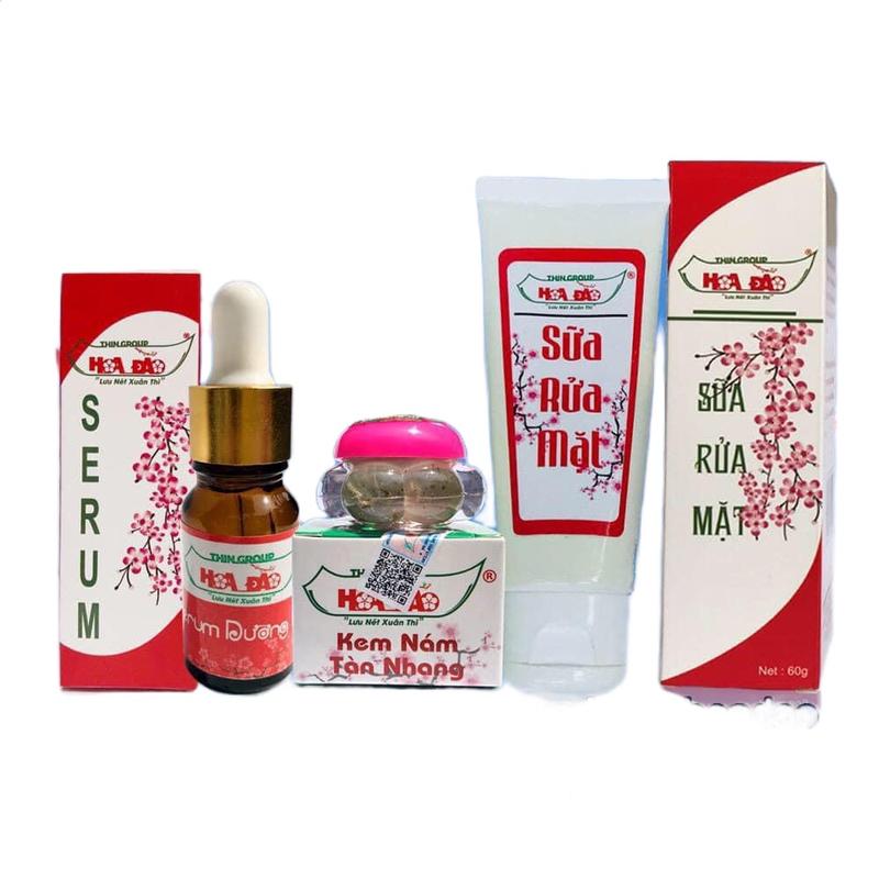   Combo kem Nám + Serrum + sữa rửa mặt Hoa Đào  Kem Nám tàn nhang Hoa Đào + sữa rửa mặt + Serrum Hoa Đào THINGROUP 
