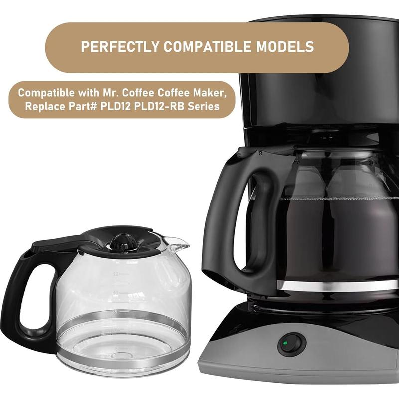 TikTok Shop 12 Cup Replacement Coffee Carafe Compatible with Mr. Coffee Coffee Maker models 6102 6970 6972 DW13 and BVSBSJX series Replace Part PLD12 PLD12 RB PLD12 NP Series