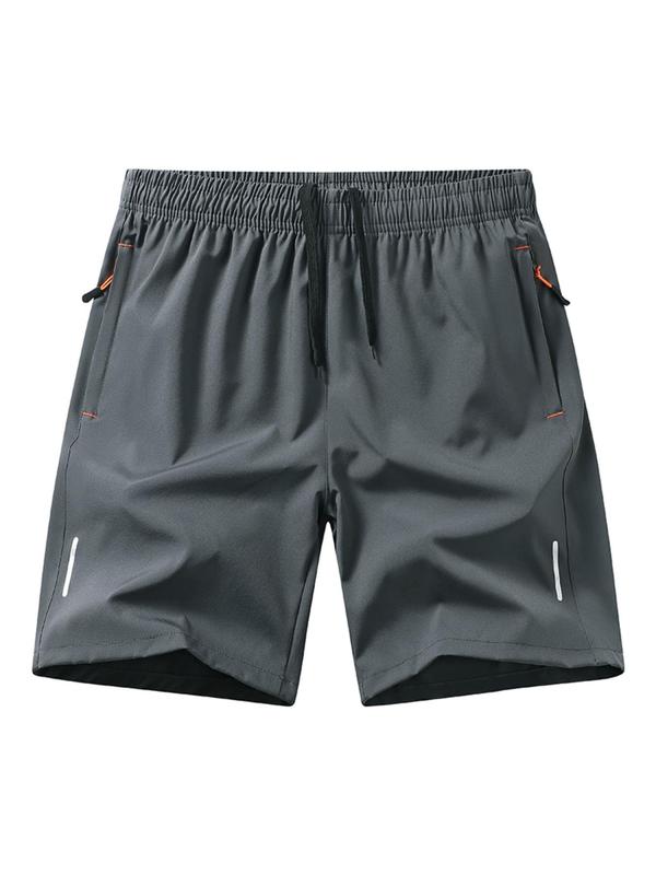 Men's Solid Color Pocket Zipper Shorts, Casual Breathable Comfortable Shorts for Running Gym Workout, Men's Bottoms for All Seasons 2
