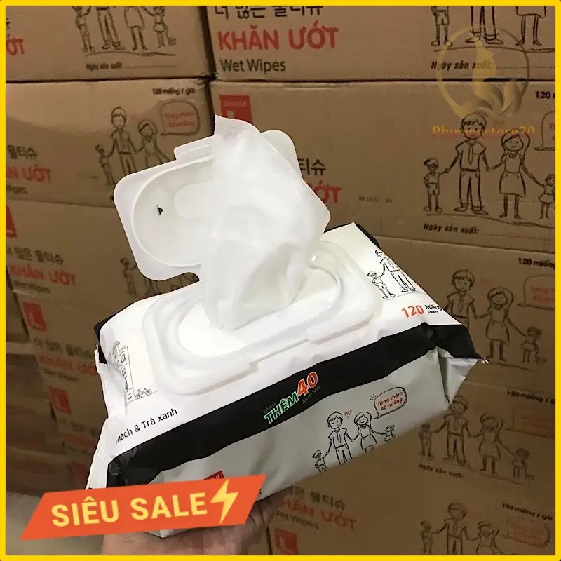 [Combo 10 Gói] Khăn Ướt LOTTE Choice L Hương Yến Mạch Trà Xanh Gói 120 Miếng (Bibistore TB) 5