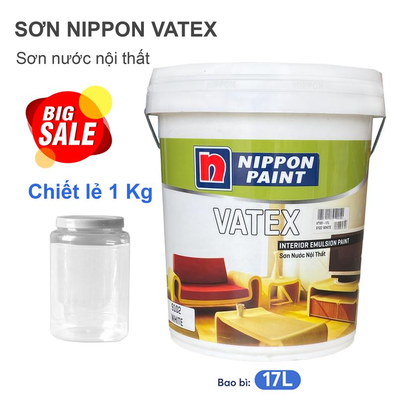 SƠN TƯỜNG 1 KG NIPPON VATEX - CHIẾT LẺ 1 KG TỪ THÙNG 17 LÍT (Sơn nước thân thiện với môi trường, an toàn cho người sử dụng, sơn trần nhà, sơn tường phòng ngủ, phòng khách, phòng trọ, sơn trong nhà, ngoài trời, màu trắng, màu trắng sữa, màu sắc tùy chọn...)