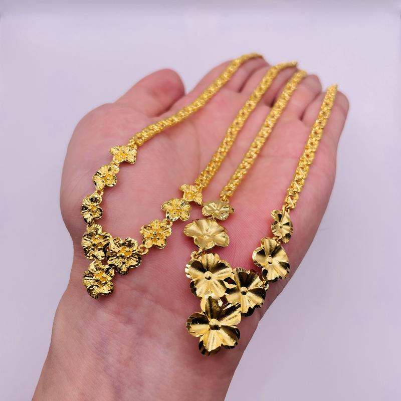 Dây chuyền cô dâu chất liệu titan mạ 24k Vòng cổ trang sức ngày cưới dành cho cô dâu hình hoa mai trangsucmoiluatuoi.RIN