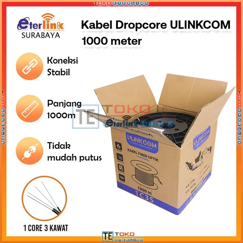 Kabel Fiber Optic Dropcore 1000M 1 core 3 seling BK fiber optik fiber  optic 0