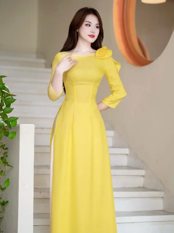 Fatraly - ADTK48 - Áo dài nữ vải gấm Thái Tuấn với thiết kế cực xinh 4