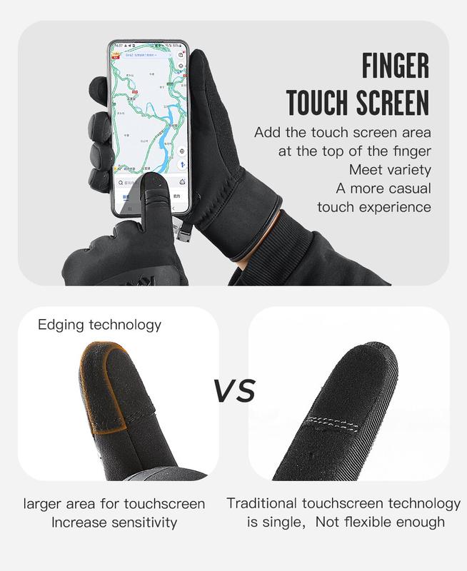 Product Introduction of Cycling Gloves Winter Touch Screen Motorcycle Gloves Outdoor Scooter Windproof Riding Ski Gloves Warm Bike Gloves Black 19