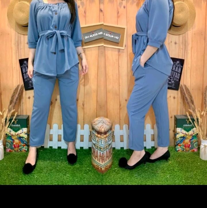 0SETELAN PEPLUM PLAIN RIB KNIT BUTTON #3017-117/134 RIB knit 4