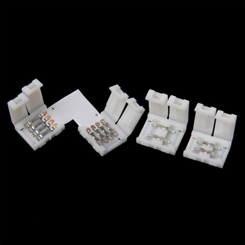 4 Pin LED Connector L Shape Corner Quick Splitter Right Angle 10mm 5050 RGB LED 7