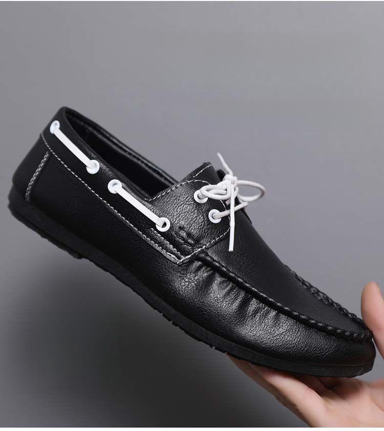 Product Introduction of Round Toe Shoes Casual Men's Slip-on Leather Shoe Flat Lightweight Breathable Dress Shoes 2024 New 7