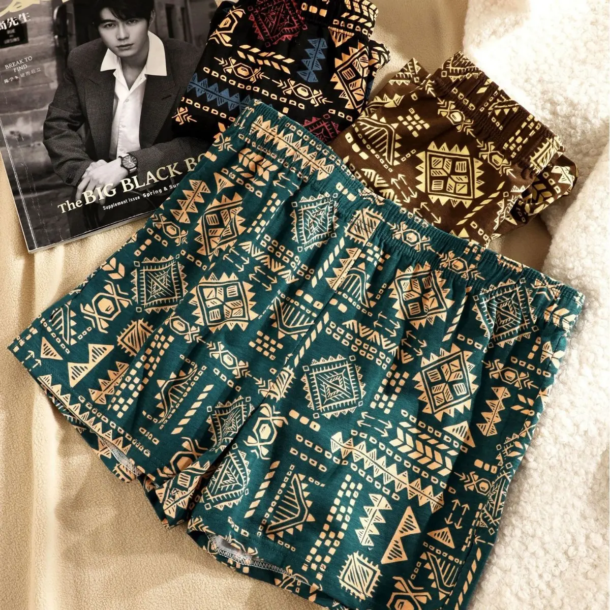 Đồ Lót Nam, Phong Cách Cổ Điển Quần Nhiều Mặc, Quần Mũi Tên, Cotton Nguyên Chất, In Hình, Cỡ Lớn, Quần Ngủ, Quần Mặc Nhà, Quần Lót Boxer, Một Quần