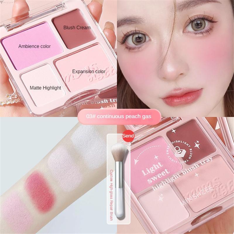 Product Introduction of Bảng Màu Tạo Khối ánh, 4 Màu, Lâu Trôi, Lớp Hoàn Thiện Lì 3D, Phấn Mũi, Bảng Màu Tất Cả Trong Một, Để Làm Sáng Khuôn Mặt, Bắt Sáng, Bronze, Có Độ Bóng Cao, Phấn Mắt Màu Hồng Đào, Trang Điểm Khuôn Mặt Tự Nhiên, Đi Kèm Với Cọ Nữ Mỹ Phẩm 25