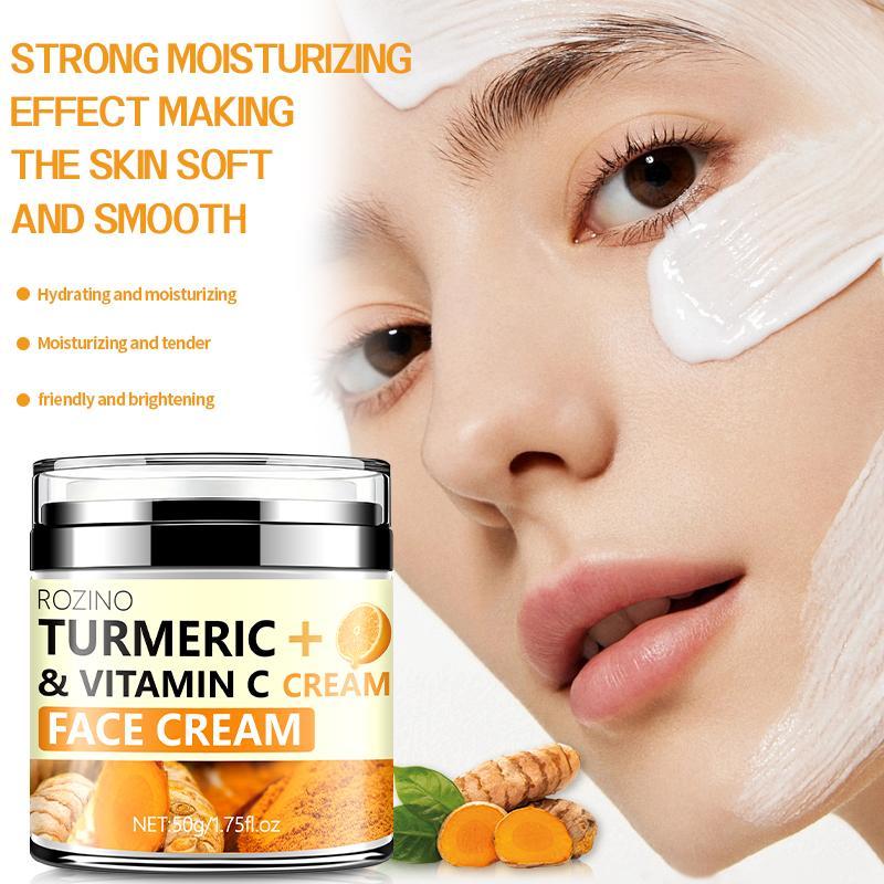 Turmeric + Vitamin C Moisturizing Face Cream, Deeply Moisturize, Tighten, Smooth and Improve Facial Skin, Leaving Skin Firm, Delicate and Elastic, Christmas, Christmas Gift, Face Care Products 6